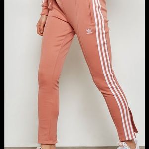 Adidas pink tapered zip sweatpants